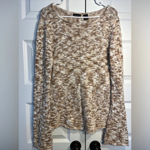 Moda International cable knit wool sweater tan Medium super soft Classic Look - Picture 1 of 7